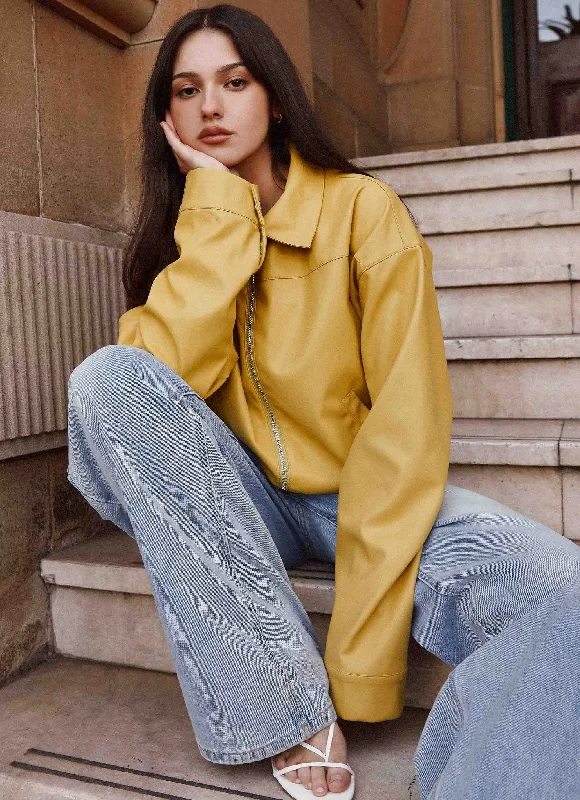 Single - Breasted Women's Tweed Blazers with Gold Buttons for a Classic LookElara Oversized Jacket - Yellow Single - Breasted Women's Tweed Blazers with Gold Buttons for a Classic LookElara Oversized Jacket - Yellow