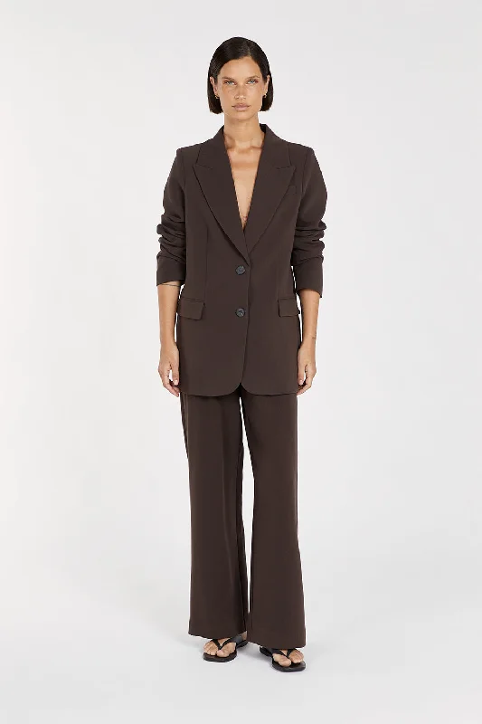 Women's Belted Blazers in Camel Color for a Sophisticated OutfitELLE DARK CHOCOLATE BLAZER Women's Belted Blazers in Camel Color for a Sophisticated OutfitELLE DARK CHOCOLATE BLAZER