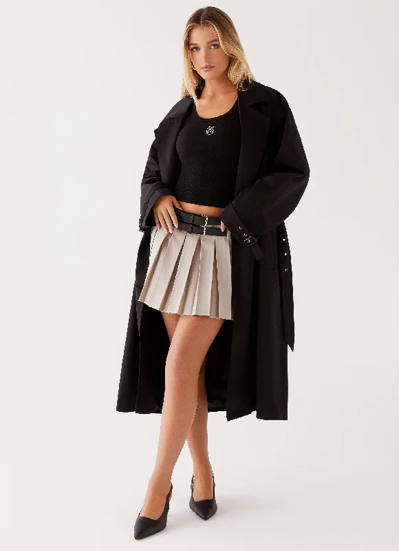 Plus Size Women's Embroidered Blazers in Floral Patterns for a Feminine TouchFrenchy Oversized Trench Coat - Black Plus Size Women's Embroidered Blazers in Floral Patterns for a Feminine TouchFrenchy Oversized Trench Coat - Black
