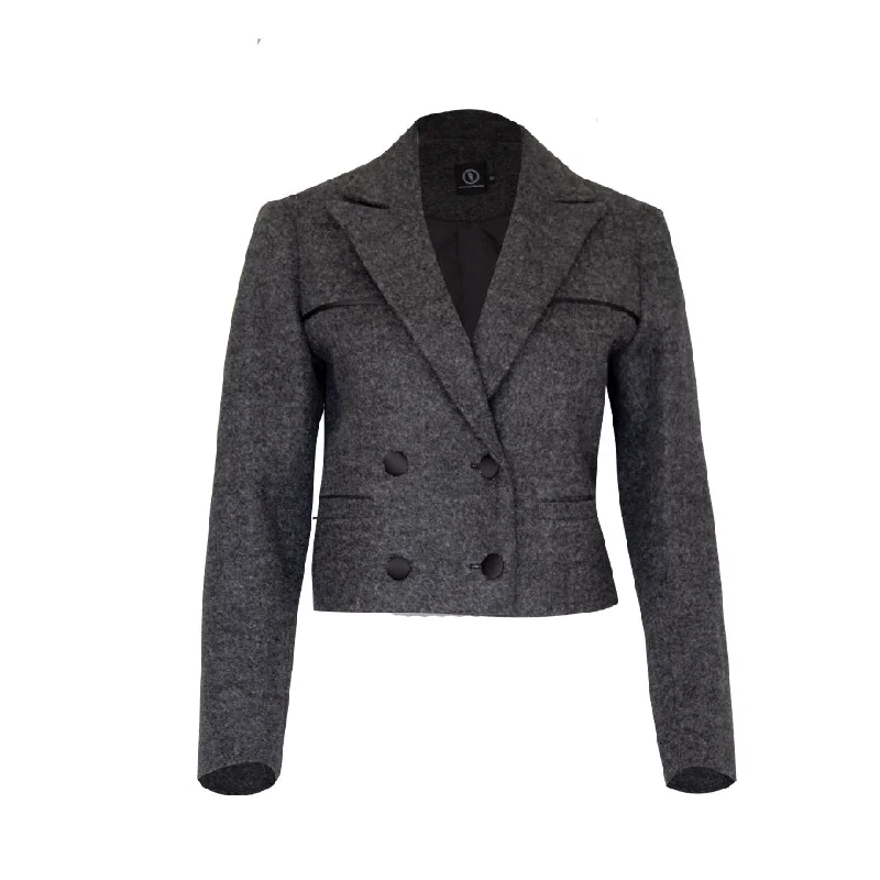 Single - Breasted Women's Tweed Blazers with Gold Buttons for a Classic LookFRS769