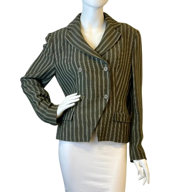 Double - Breasted Women's Leather Blazers in Taupe for an Edgy LookGiorgio Armani Blazer Double - Breasted Women's Leather Blazers in Taupe for an Edgy LookGiorgio Armani Blazer