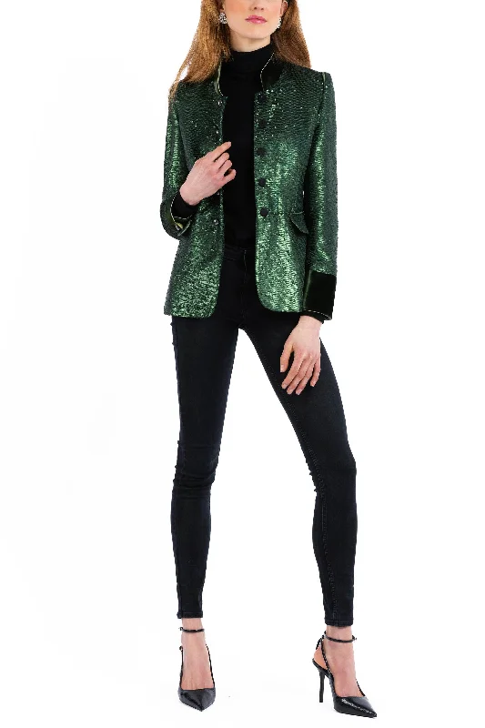 Plus Size Women's Embroidered Blazers in Floral Patterns for a Feminine TouchJacket from matted green sequins Plus Size Women's Embroidered Blazers in Floral Patterns for a Feminine TouchJacket from matted green sequins
