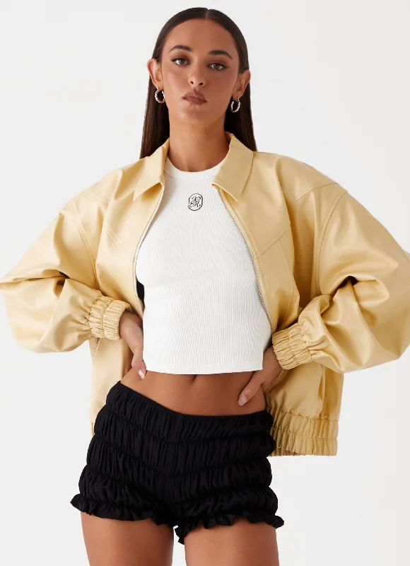 Plus Size Women's Ruffled Blazers in Pink for a Girly and Fashionable LookHolland Bomber Jacket - Yellow Plus Size Women's Ruffled Blazers in Pink for a Girly and Fashionable LookHolland Bomber Jacket - Yellow