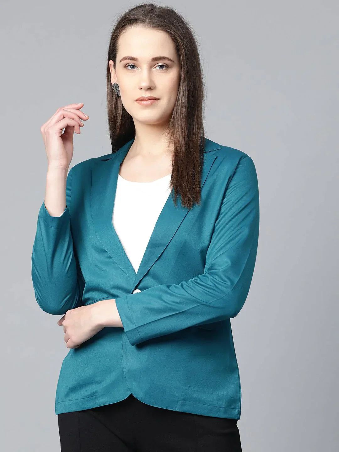 Single - Breasted Women's Corduroy Blazers in Mustard Yellow for an Autumn VibeWomen Teal Blue Solid Single-Breasted Smart Casual Blazer Single - Breasted Women's Corduroy Blazers in Mustard Yellow for an Autumn VibeWomen Teal Blue Solid Single-Breasted Smart Casual Blazer