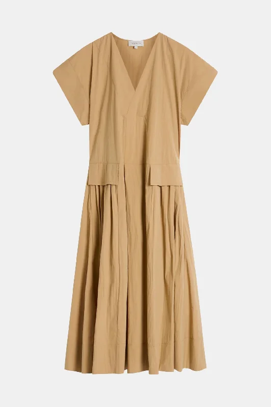 Sheath Women Dress with a Tailored Fit for a Professional LookMina Apron Dress in Caramel