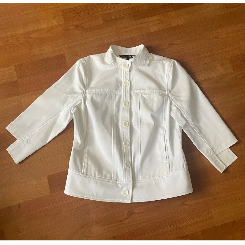 Women's Tailored Stretch Blazers in Navy Blue for Business MeetingsNon-Jean, Jean Jacket/ Organic Cotton Twill : White