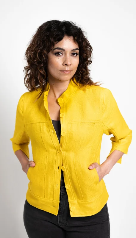 Single - Breasted Women's Corduroy Blazers in Mustard Yellow for an Autumn VibeNon-Jean, Jean Jacket / Sunflower Single - Breasted Women's Corduroy Blazers in Mustard Yellow for an Autumn VibeNon-Jean, Jean Jacket / Sunflower