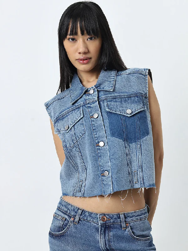 Plus Size Women's Military - Inspired Blazers with Gold Accents for a Bold LookNuon Blue Denim Jacket Plus Size Women's Military - Inspired Blazers with Gold Accents for a Bold LookNuon Blue Denim Jacket