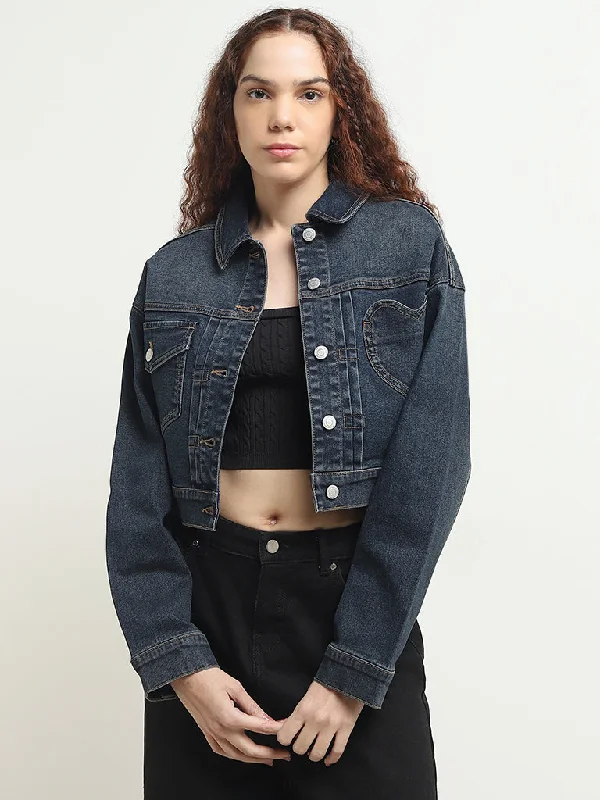 Plus Size Women's Sequin - Embellished Blazers in Silver for a Glamorous PartyNuon Dark Blue Denim Jacket Plus Size Women's Sequin - Embellished Blazers in Silver for a Glamorous PartyNuon Dark Blue Denim Jacket
