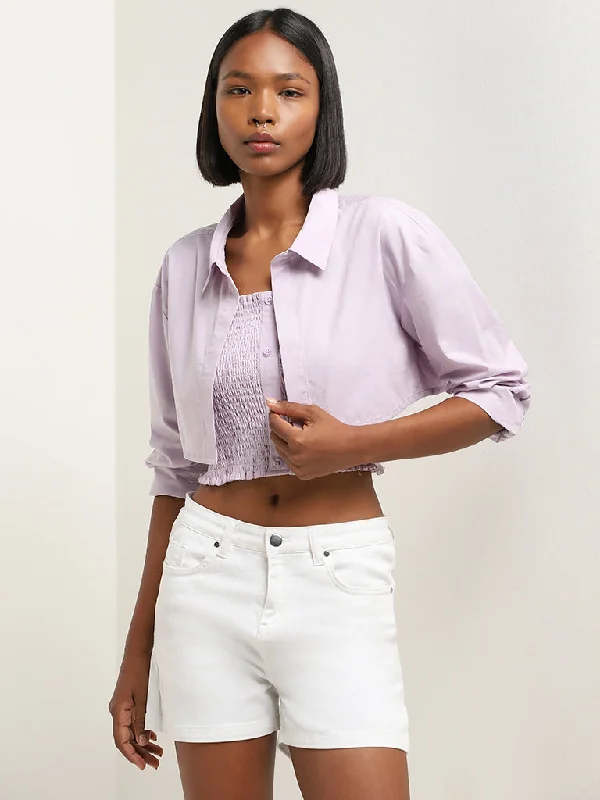 Single - Breasted Women's Tweed Blazers with Gold Buttons for a Classic LookNuon Lilac Solid Jacket Single - Breasted Women's Tweed Blazers with Gold Buttons for a Classic LookNuon Lilac Solid Jacket