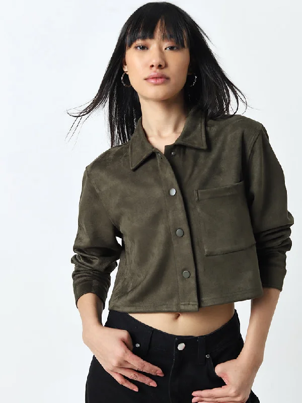 Double - Breasted Women's Polyester Blazers in Bright Colors for a Fun StyleNuon Olive Faux-Suede Jacket Double - Breasted Women's Polyester Blazers in Bright Colors for a Fun StyleNuon Olive Faux-Suede Jacket