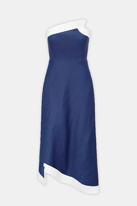 Off - the - Shoulder Women Dress for a Romantic and Feminine LookSirani Dress in Navy White