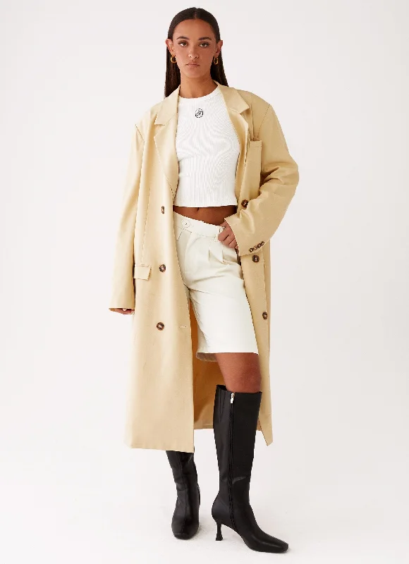 Women's Longline Linen Blazers in Pastel Colors for Summer EventsStockholm Oversized Coat - Butter Women's Longline Linen Blazers in Pastel Colors for Summer EventsStockholm Oversized Coat - Butter
