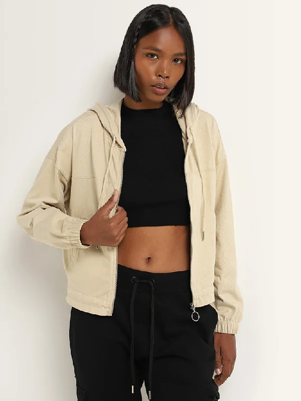 Plus Size Women's Double - Breasted Wool Blazers for Winter Office WearStudiofit Beige Cotton Hooded Jacket Plus Size Women's Double - Breasted Wool Blazers for Winter Office WearStudiofit Beige Cotton Hooded Jacket