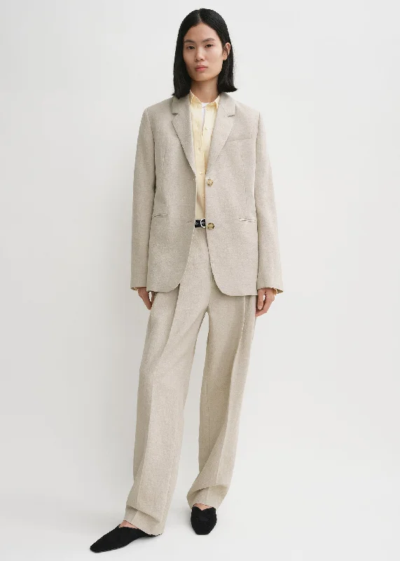 Single - Breasted Women's Tweed Blazers with Gold Buttons for a Classic LookTailored suit jacket sand Single - Breasted Women's Tweed Blazers with Gold Buttons for a Classic LookTailored suit jacket sand