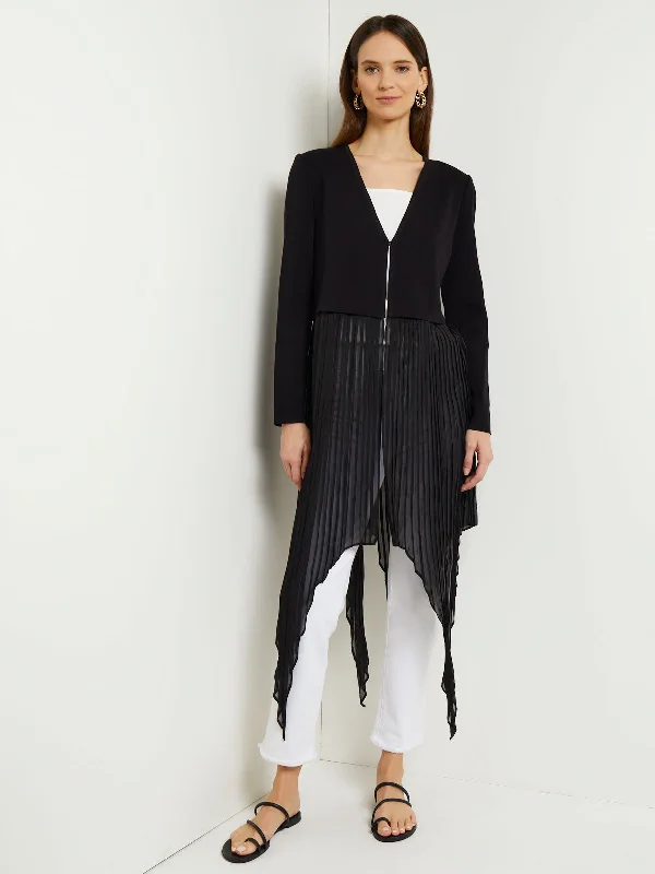 Women's Longline Linen Blazers in Pastel Colors for Summer EventsV-Neck Jacket - Removable Fringe Knit Women's Longline Linen Blazers in Pastel Colors for Summer EventsV-Neck Jacket - Removable Fringe Knit