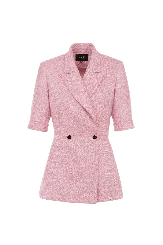 Women's Slim - Fit Blazers in Charcoal Gray for a Professional AppearanceVeste Assurance à manches courtes en tweed rose Women's Slim - Fit Blazers in Charcoal Gray for a Professional AppearanceVeste Assurance à manches courtes en tweed rose