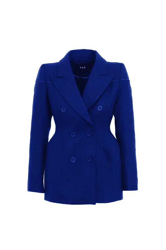 Women's Notched Lapel Blazers in Beige for a Timeless OutfitVeste Smart bleue