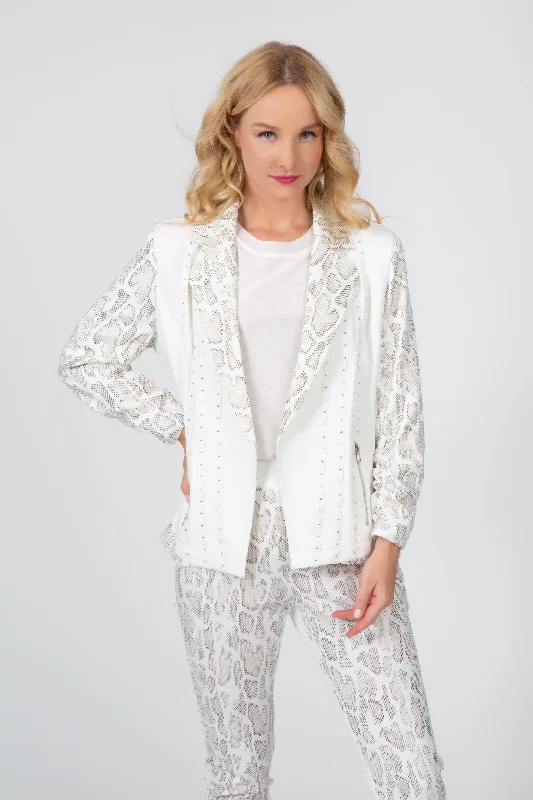 Women's Notched Lapel Blazers in Beige for a Timeless OutfitViva Glam Moto Jacket