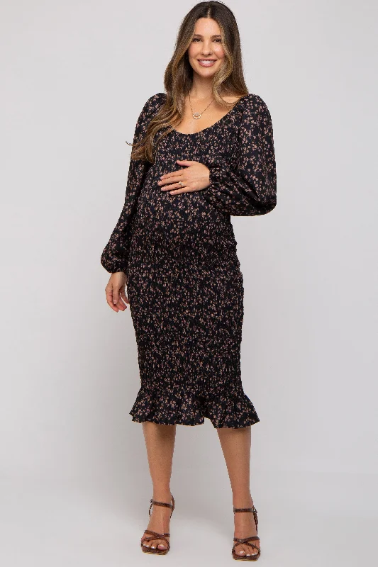 Off - the - Shoulder Women Dress for a Romantic and Feminine Look Off - the - Shoulder Women Dress for a Romantic and Feminine Look Black Floral Smocked Fitted Long Sleeve Maternity Midi Dress Off - the - Shoulder Women Dress for a Romantic and Feminine Look Off - the - Shoulder Women Dress for a Romantic and Feminine Look Black Floral Smocked Fitted Long Sleeve Maternity Midi Dress