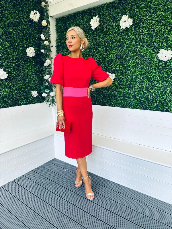 Sleeveless Women Dress in Bright Colors for Summer Parties Sleeveless Women Dress in Bright Colors for Summer Parties Celine Banded Occasion Dress Red / Pink Sleeveless Women Dress in Bright Colors for Summer Parties Sleeveless Women Dress in Bright Colors for Summer Parties Celine Banded Occasion Dress Red / Pink