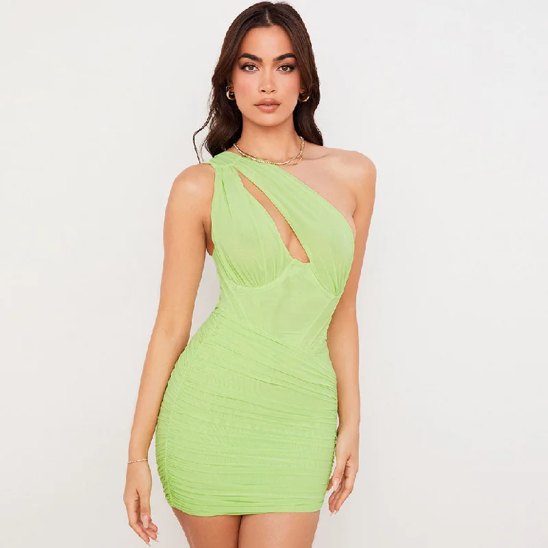Printed Abstract Women Dress for a Modern and Artistic Appeal Printed Abstract Women Dress for a Modern and Artistic Appeal Trendy One Shoulder Cut Out Ruched Mesh Party Mini Dress - Green Printed Abstract Women Dress for a Modern and Artistic Appeal Printed Abstract Women Dress for a Modern and Artistic Appeal Trendy One Shoulder Cut Out Ruched Mesh Party Mini Dress - Green