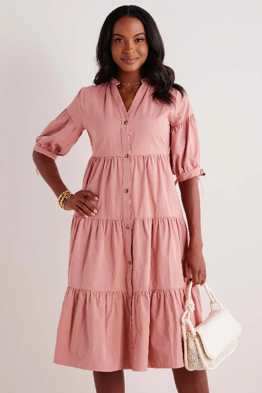 Midi dresses with button - front designs for a classic touchAinsley Dress- Blush