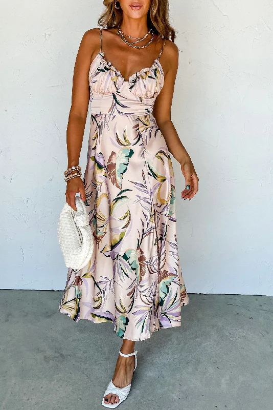 Midi dresses with cold - shoulder cutouts for a trendy styleFloral Spaghetti Strap Dress w/Slit Midi dresses with cold - shoulder cutouts for a trendy styleFloral Spaghetti Strap Dress w/Slit