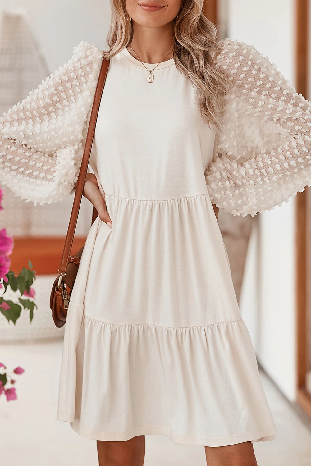 Midi dresses with animal prints for a bold and confident appearanceEmbellished Puff Sleeve Tiered Dress Midi dresses with animal prints for a bold and confident appearanceEmbellished Puff Sleeve Tiered Dress