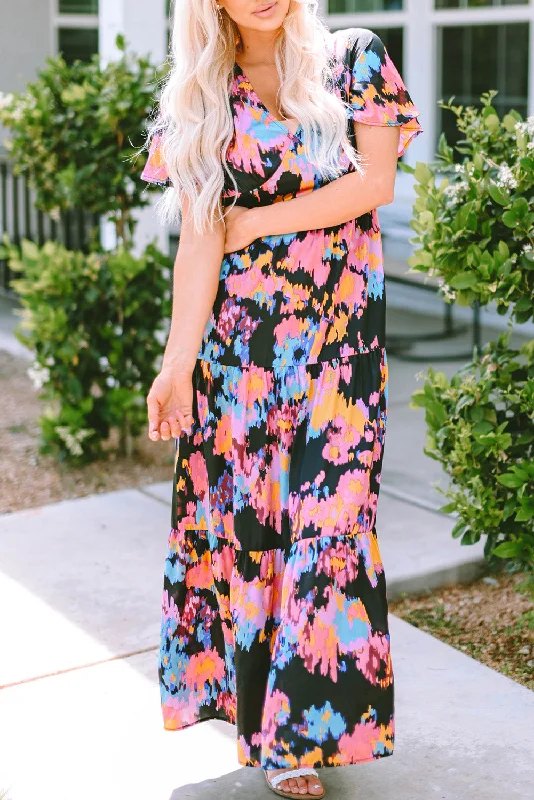 Midi dresses with lace - up fronts for a unique and adjustable styleAbstract Floral Tiered Maxi Dress Midi dresses with lace - up fronts for a unique and adjustable styleAbstract Floral Tiered Maxi Dress