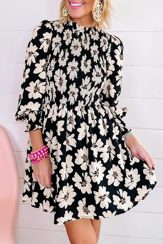Midi dresses with ruched sleeves for a more fitted and stylish arm lookFloral Smocked Mini Dress