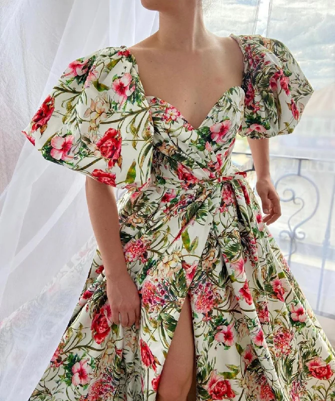 Midi dresses with ruched bodices for a feminine and fitted feelDaydream Flower-patterned Gown