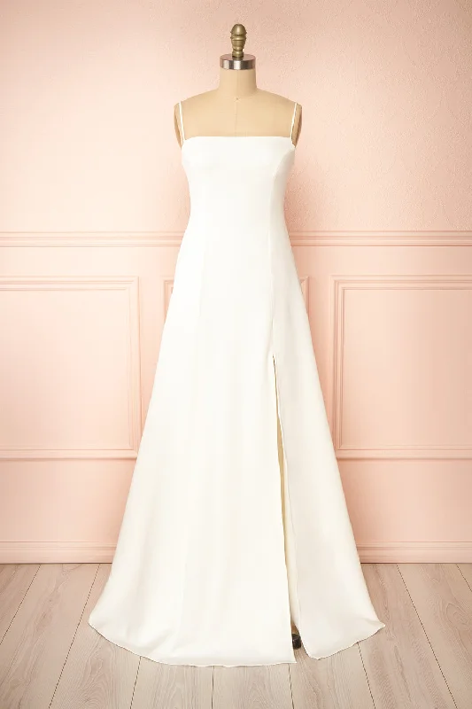 Midi dresses with pleated bodices for a classic and tailored lookEstella Ivory | Maxi A-line Dress w/ Slit Midi dresses with pleated bodices for a classic and tailored lookEstella Ivory | Maxi A-line Dress w/ Slit