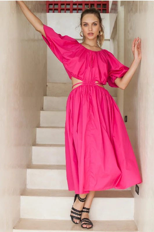 Midi dresses with satin - finish fabrics for a luxurious feelEva Poplin Cotton Cutout Midi Dress (Sale)