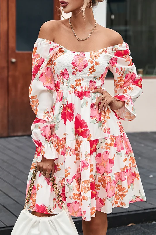 Sheath midi dresses with beaded embellishments for a formal occasionFloral Smocked Long Sleeve Dress Sheath midi dresses with beaded embellishments for a formal occasionFloral Smocked Long Sleeve Dress
