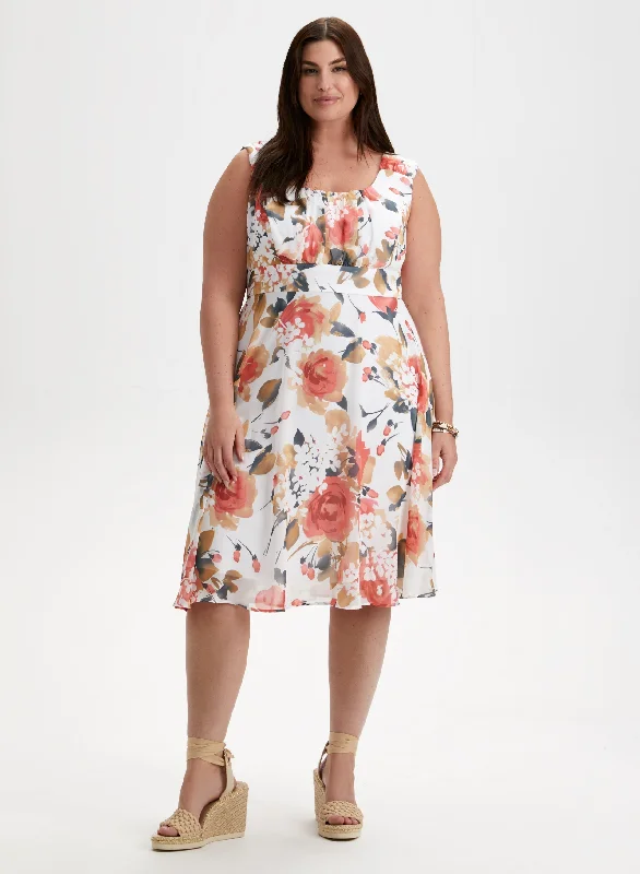 Midi dresses with ruffled hems for a romantic date nightFloral Print Dress