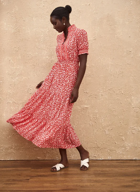 Midi dresses with sheer panels for a touch of allureFloral Print Smocked Dress