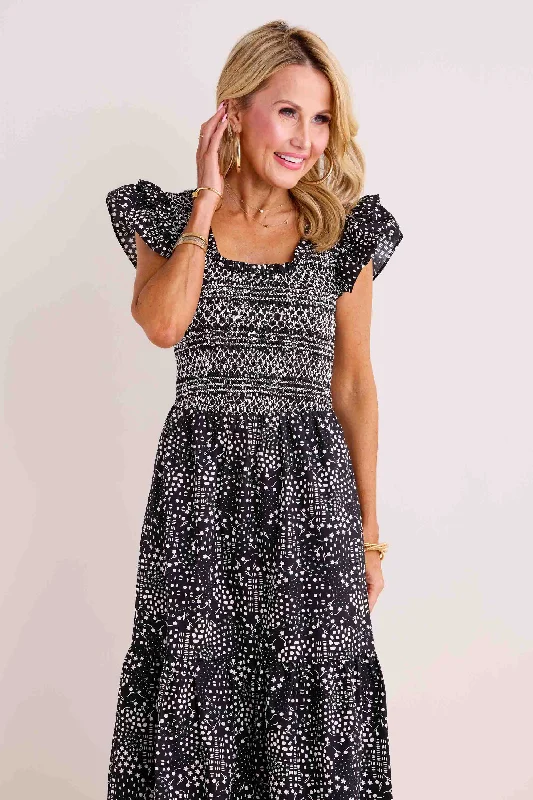 Midi dresses with abstract art prints for an artistic statementGlenda Dress