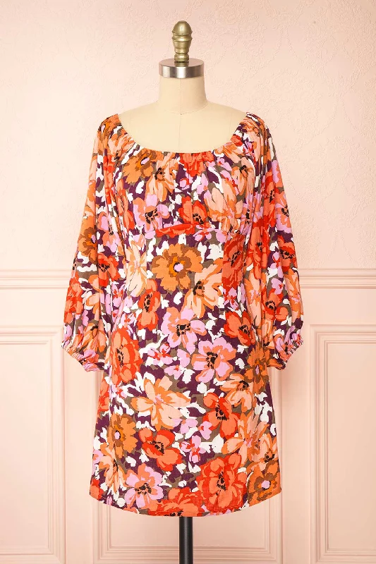 Midi dresses with asymmetric hems for a fashion - forward and dynamic appearanceIdalai | Floral Long Sleeve Off-Shoulder Short Dress Midi dresses with asymmetric hems for a fashion - forward and dynamic appearanceIdalai | Floral Long Sleeve Off-Shoulder Short Dress