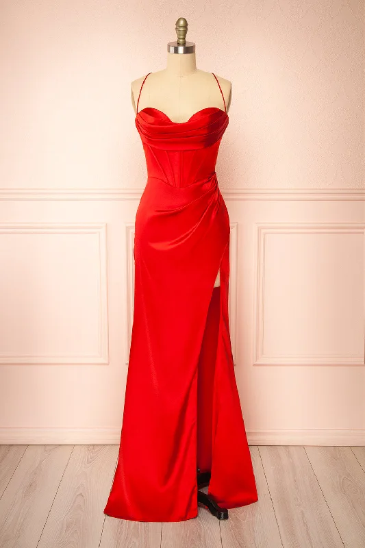 Velvet midi dresses in jewel tones for a glamorous winter eventKesha Red | Corset Cowl Neck Maxi Dress Velvet midi dresses in jewel tones for a glamorous winter eventKesha Red | Corset Cowl Neck Maxi Dress