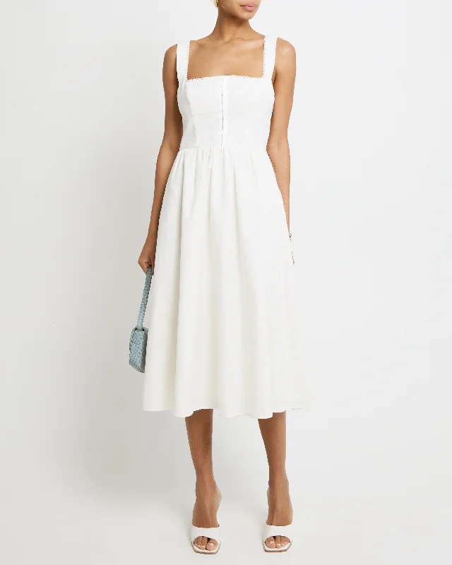 Midi dresses with cotton - blend materials for everyday comfortMarina Linen Dress