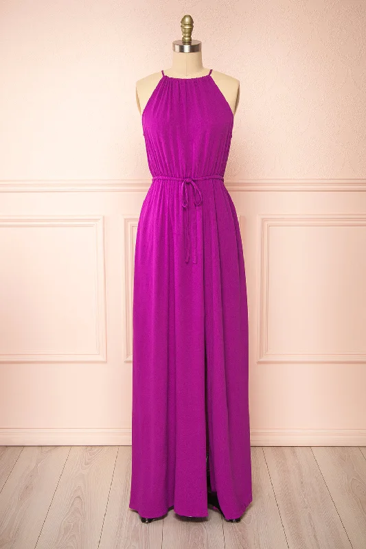 Midi dresses with wrap - around skirts for a customizable fitMariposa | Purple Chiffon Maxi Halter Dress Midi dresses with wrap - around skirts for a customizable fitMariposa | Purple Chiffon Maxi Halter Dress