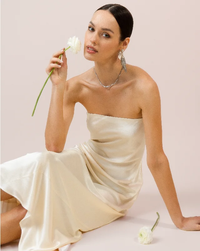 Midi dresses with sheer panels for a touch of allureReagan Silk Dress