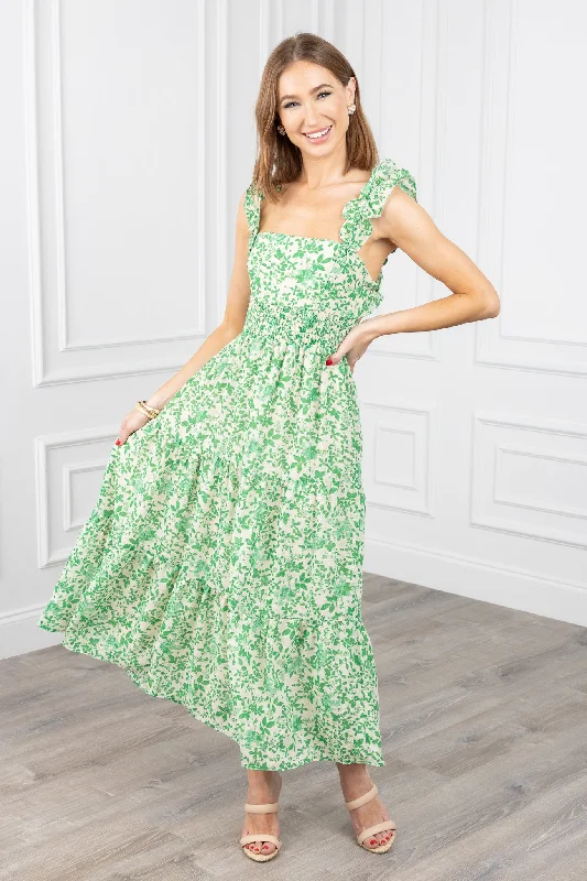 Midi dresses with ruffled bodices for a more pronounced feminine lookRosanna Dress