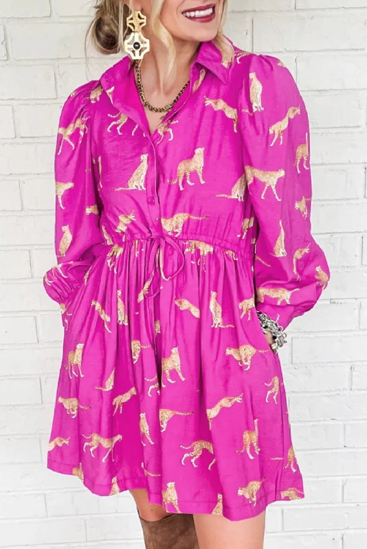 Midi dresses with geometric cutouts for a contemporary and edgy lookCheetah Drawstring Waist Shirt Dress Midi dresses with geometric cutouts for a contemporary and edgy lookCheetah Drawstring Waist Shirt Dress