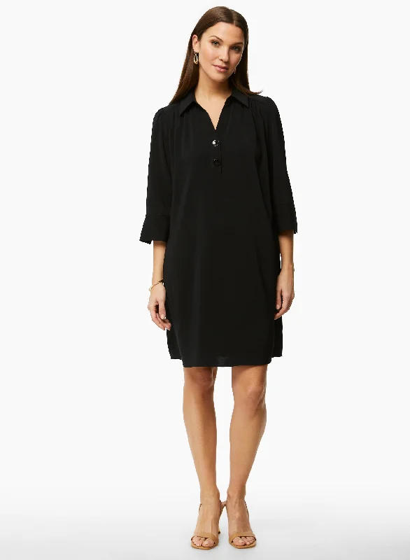 Midi dresses with sheer panels for a touch of allureSatin 3/4 Sleeve Shirt Dress