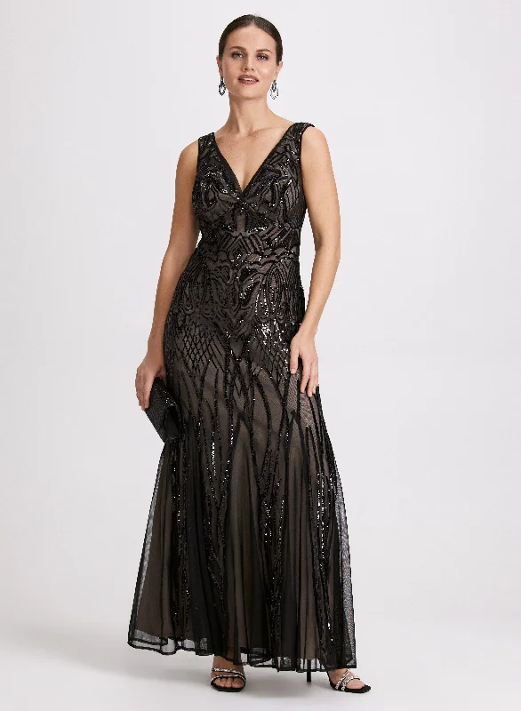 Midi dresses with lace - up fronts for a unique and adjustable styleSequin Embroidered Dress Midi dresses with lace - up fronts for a unique and adjustable styleSequin Embroidered Dress