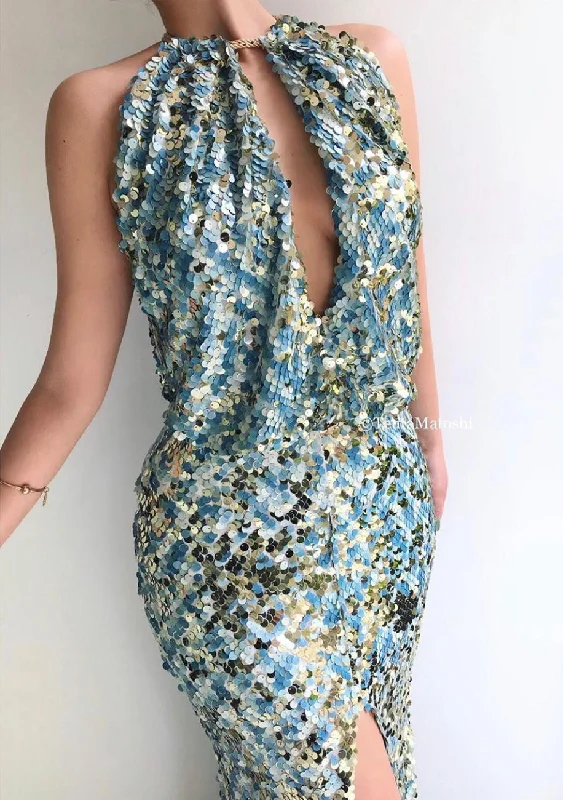Midi dresses with side slits for a sexy and elegant appearanceSequined Bliss Mermaid Gown