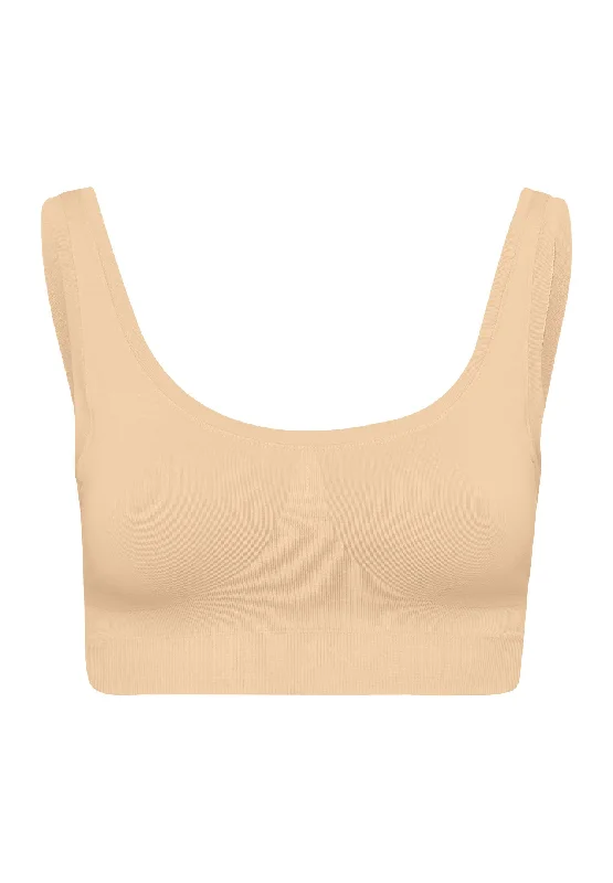 plus size convertible bras for flexibilityTouch Feeling Crop Top Padded | Beige 71806-274