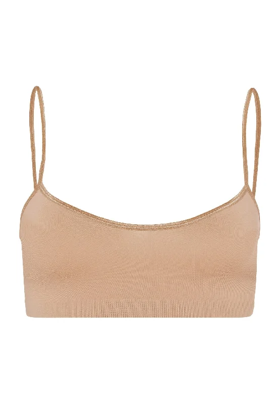 bralette sports bras for light exerciseTouch Feeling Spaghetti Crop Top | Beige 71824-274